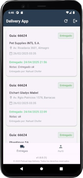 Lista de entregas